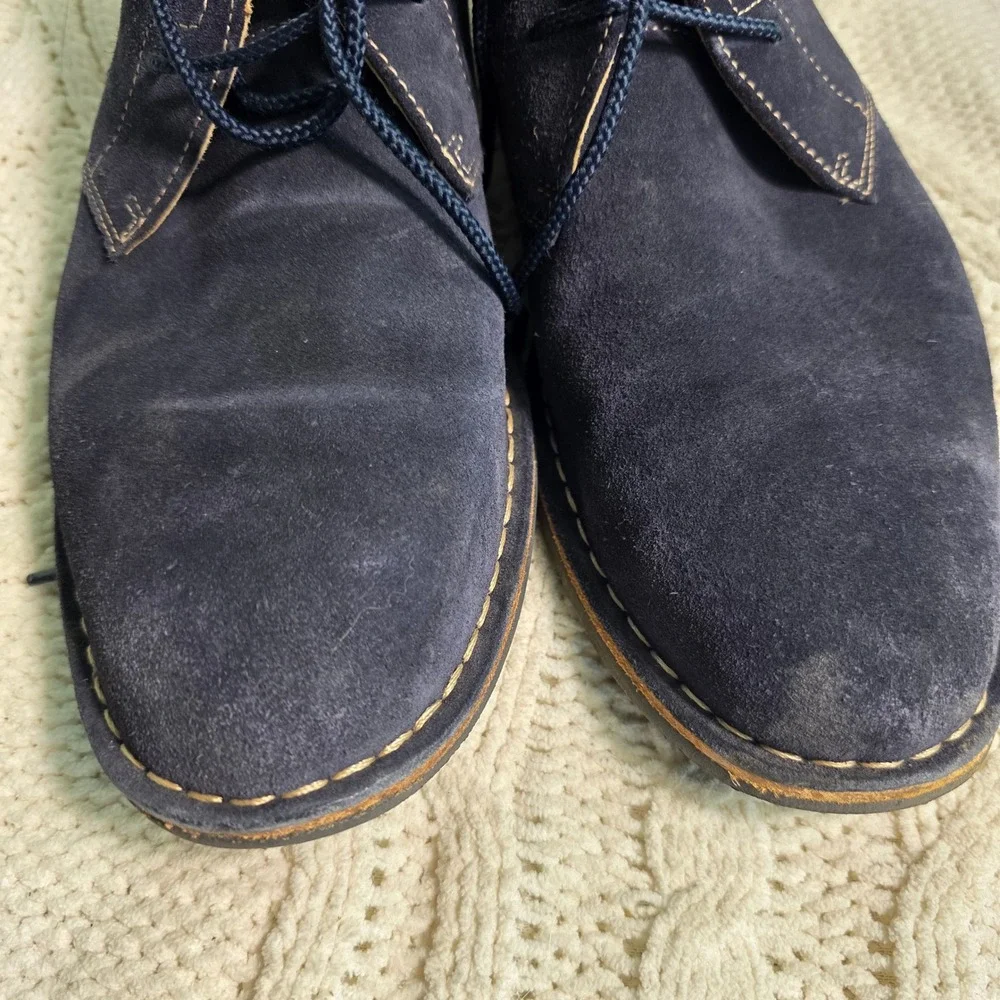 H. S. Trask Brady Chukka Boots Navy Blue Water Resistant Suede Vibram Mens 10M
